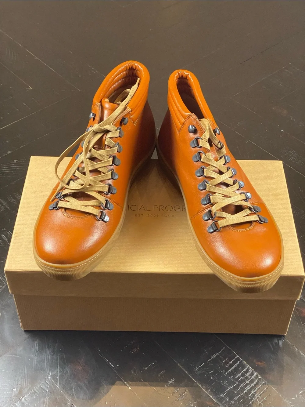 Men's Chukka Boots in Cognac Leather with Rugged Lacing
